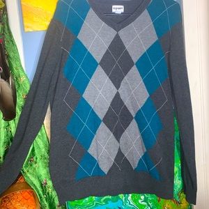 grey and blue argyle pattern Dark academia aesthetic sweater
